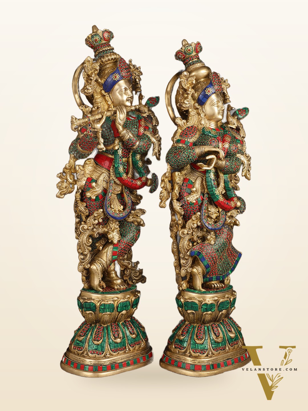 Handcrafted Brass Radha Krishna Idols 30"
