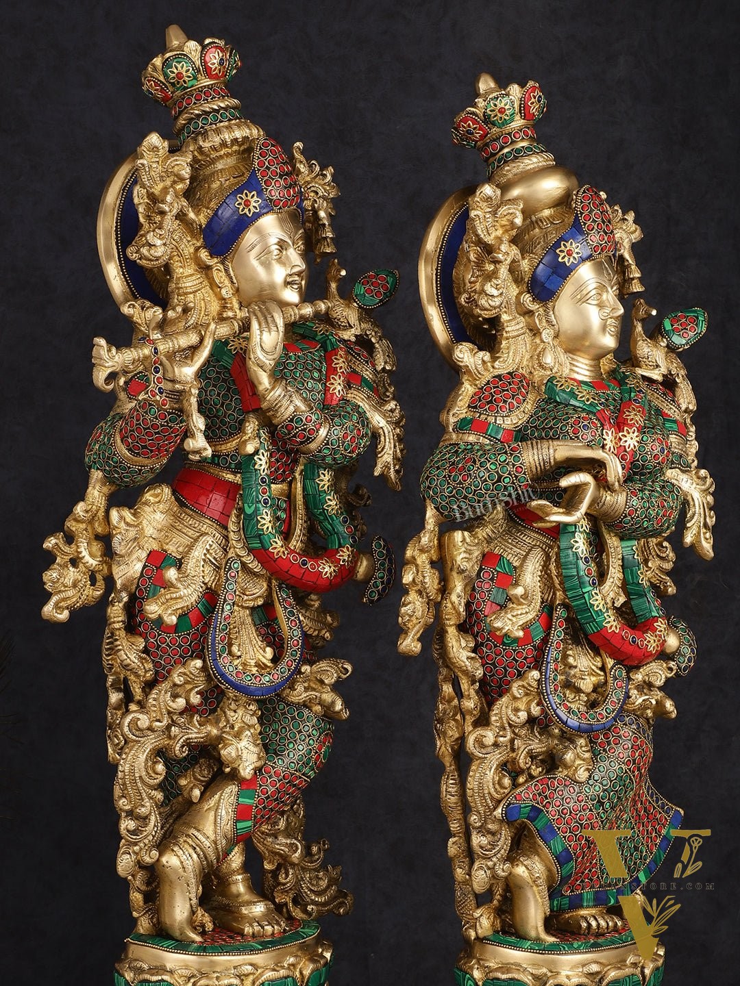 Handcrafted Brass Radha Krishna Idols 30"