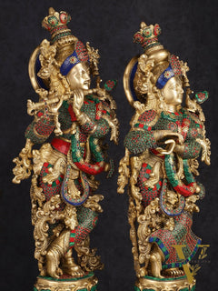Handcrafted Brass Radha Krishna Idols 30"