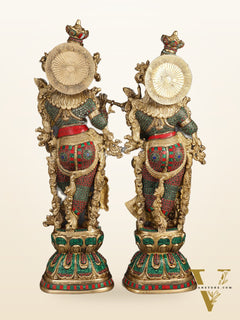 Handcrafted Brass Radha Krishna Idols 30"