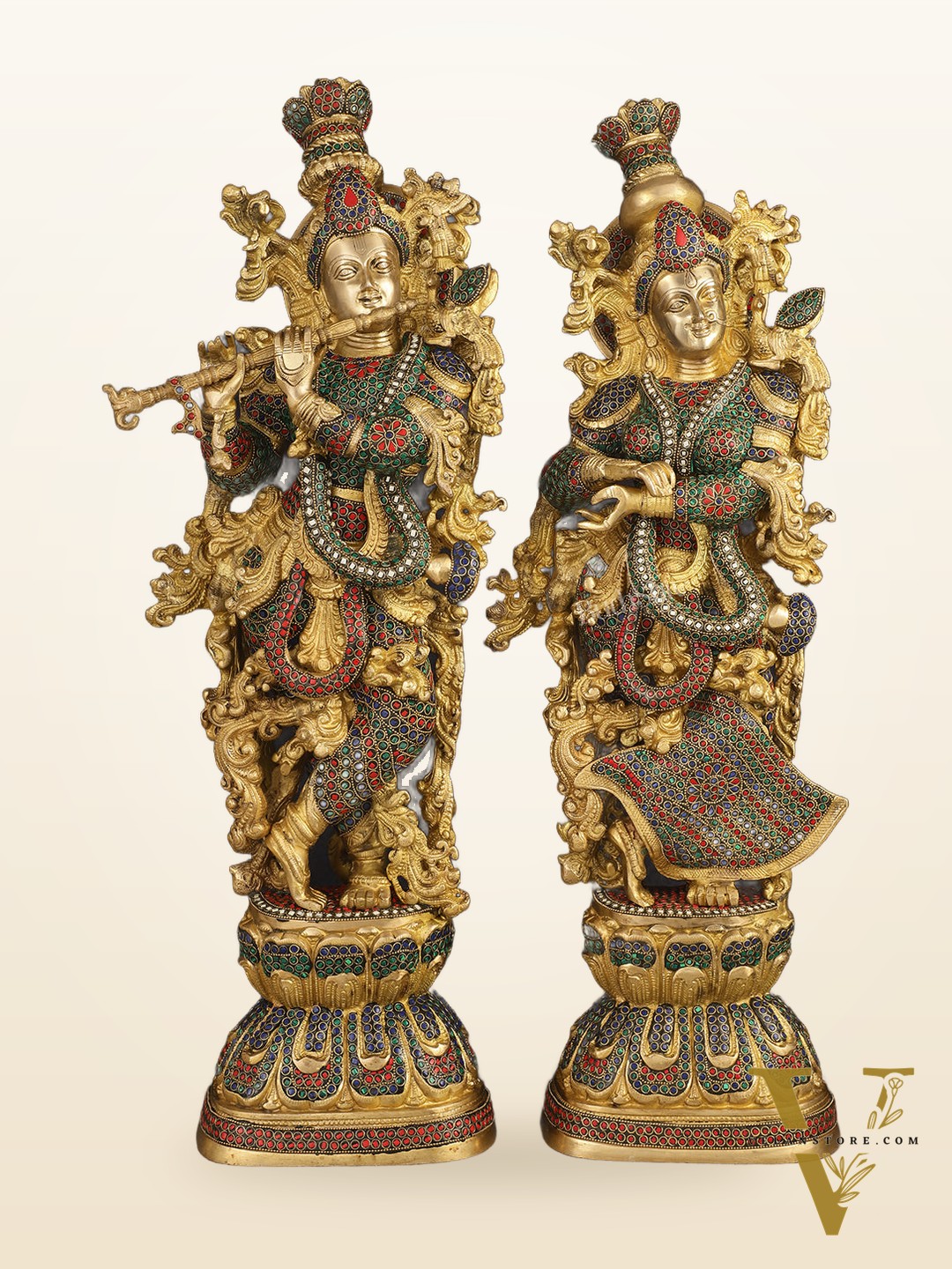Handcrafted Brass Radha Krishna Idols 30"