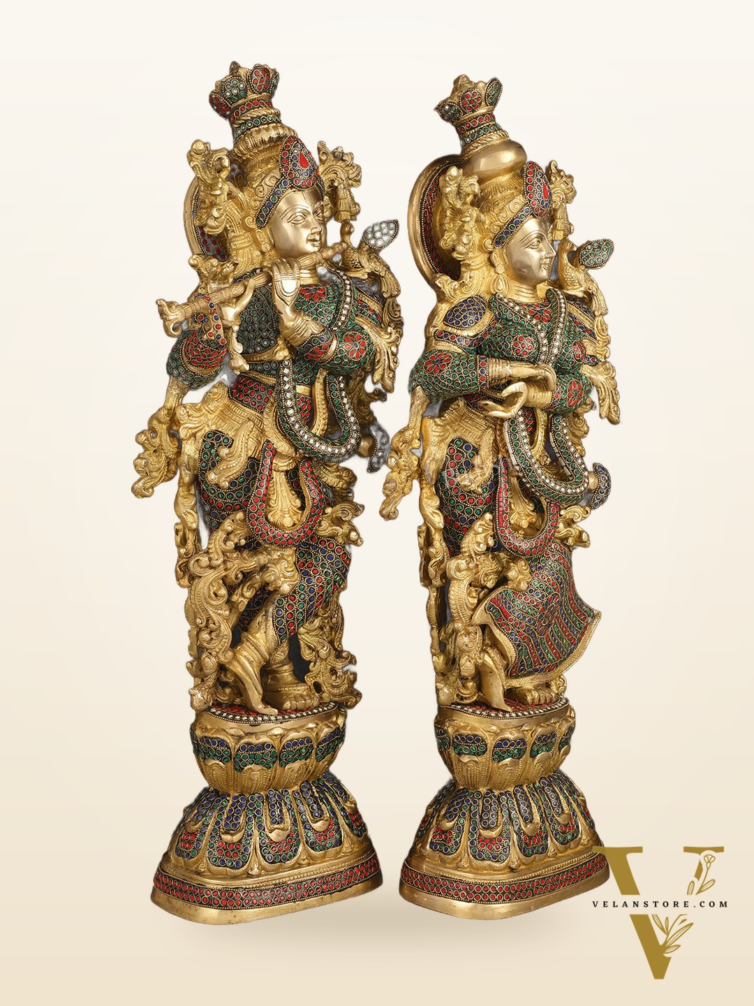 Handcrafted Brass Radha Krishna Idols 30"