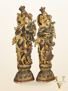 Handcrafted Brass Radha Krishna Idols 30"