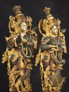 Handcrafted Brass Radha Krishna Idols 30"