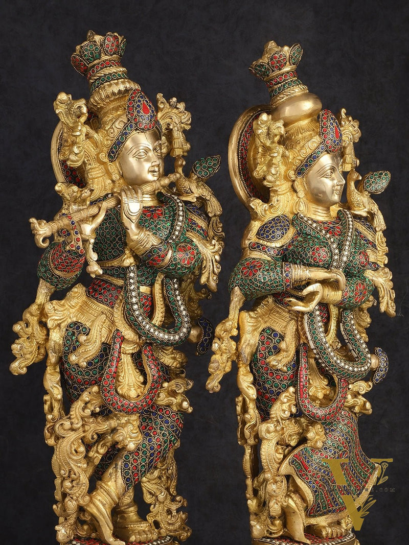 Handcrafted Brass Radha Krishna Idols 30"