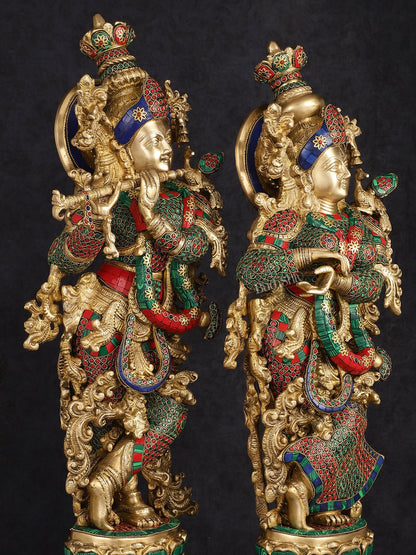 Handcrafted Brass Radha Krishna Idols 30"