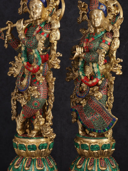 Handcrafted Brass Radha Krishna Idols 30"