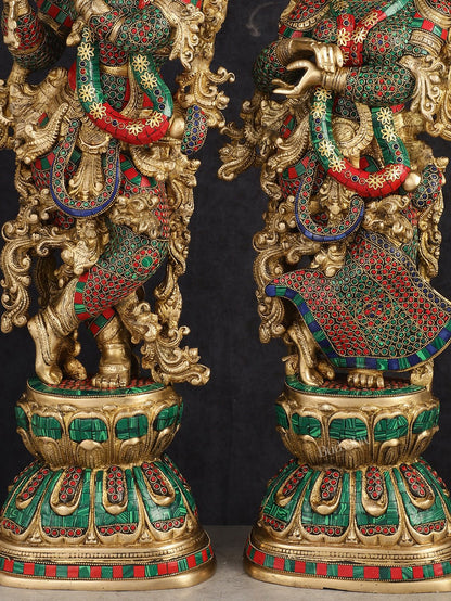 Handcrafted Brass Radha Krishna Idols 30"