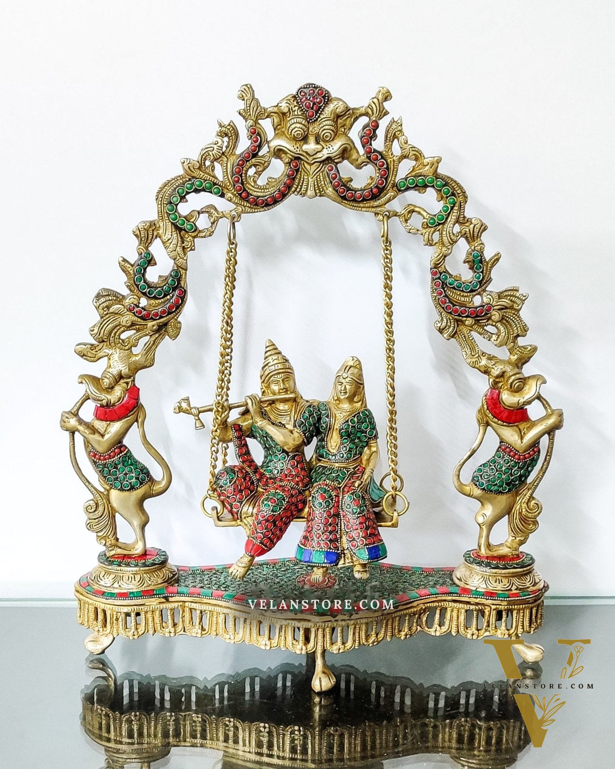 Handcrafted Brass Radha Krishna on Swing idol 18 inch