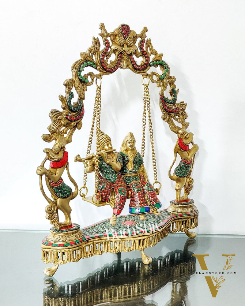 Handcrafted Brass Radha Krishna on Swing idol 18 inch