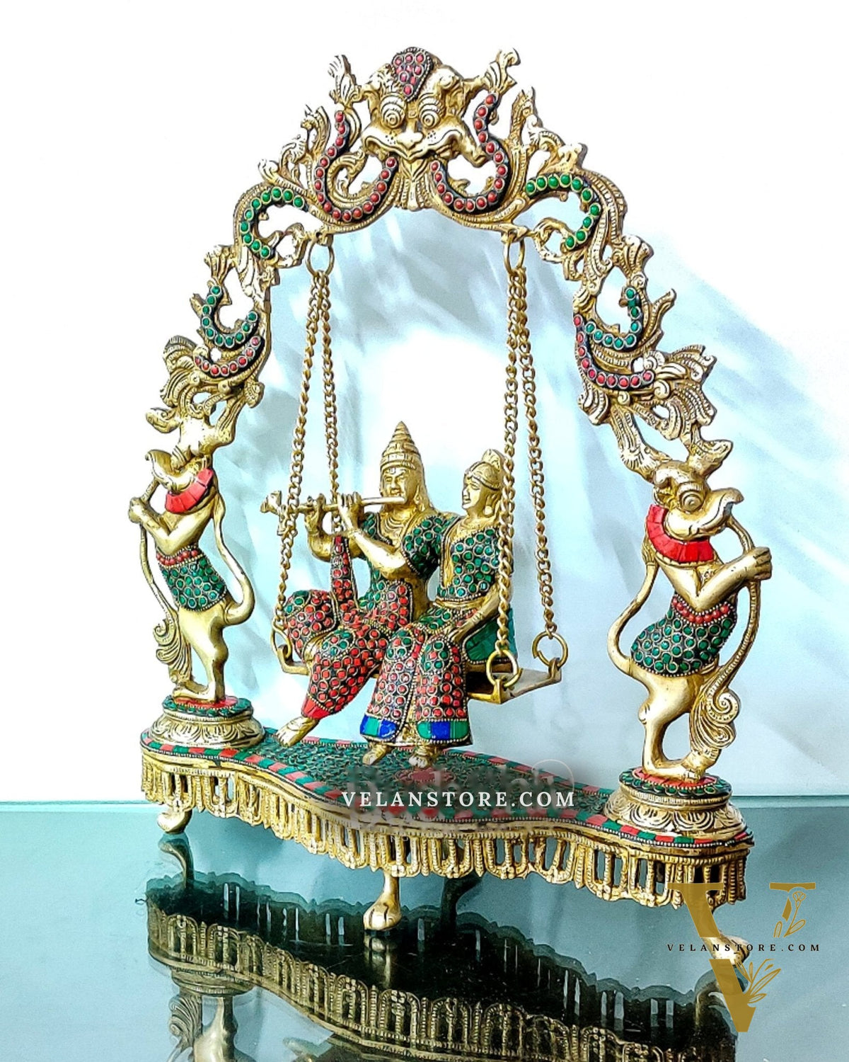 Handcrafted Brass Radha Krishna on Swing idol 18 inch