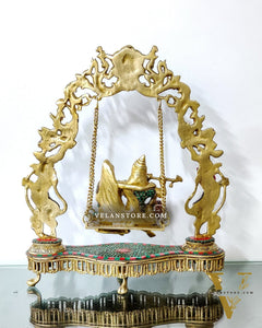 Handcrafted Brass Radha Krishna on Swing idol 18 inch