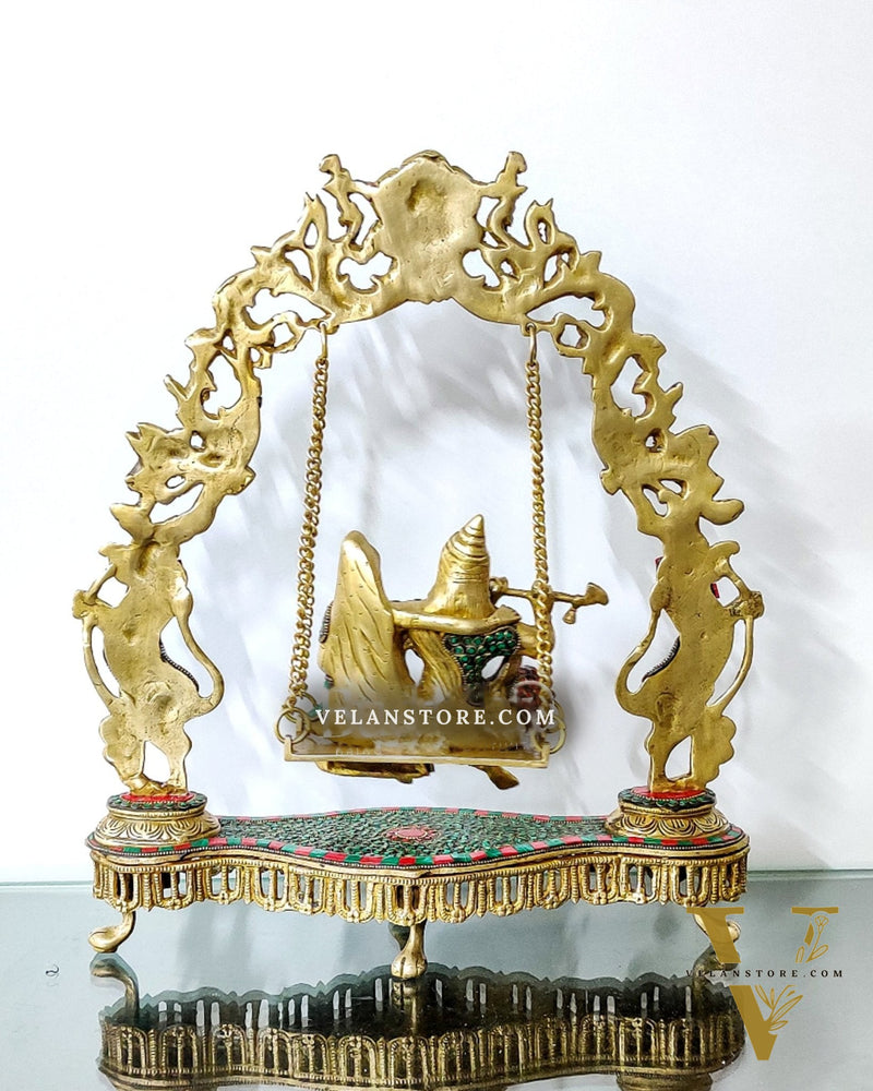 Handcrafted Brass Radha Krishna on Swing idol 18 inch