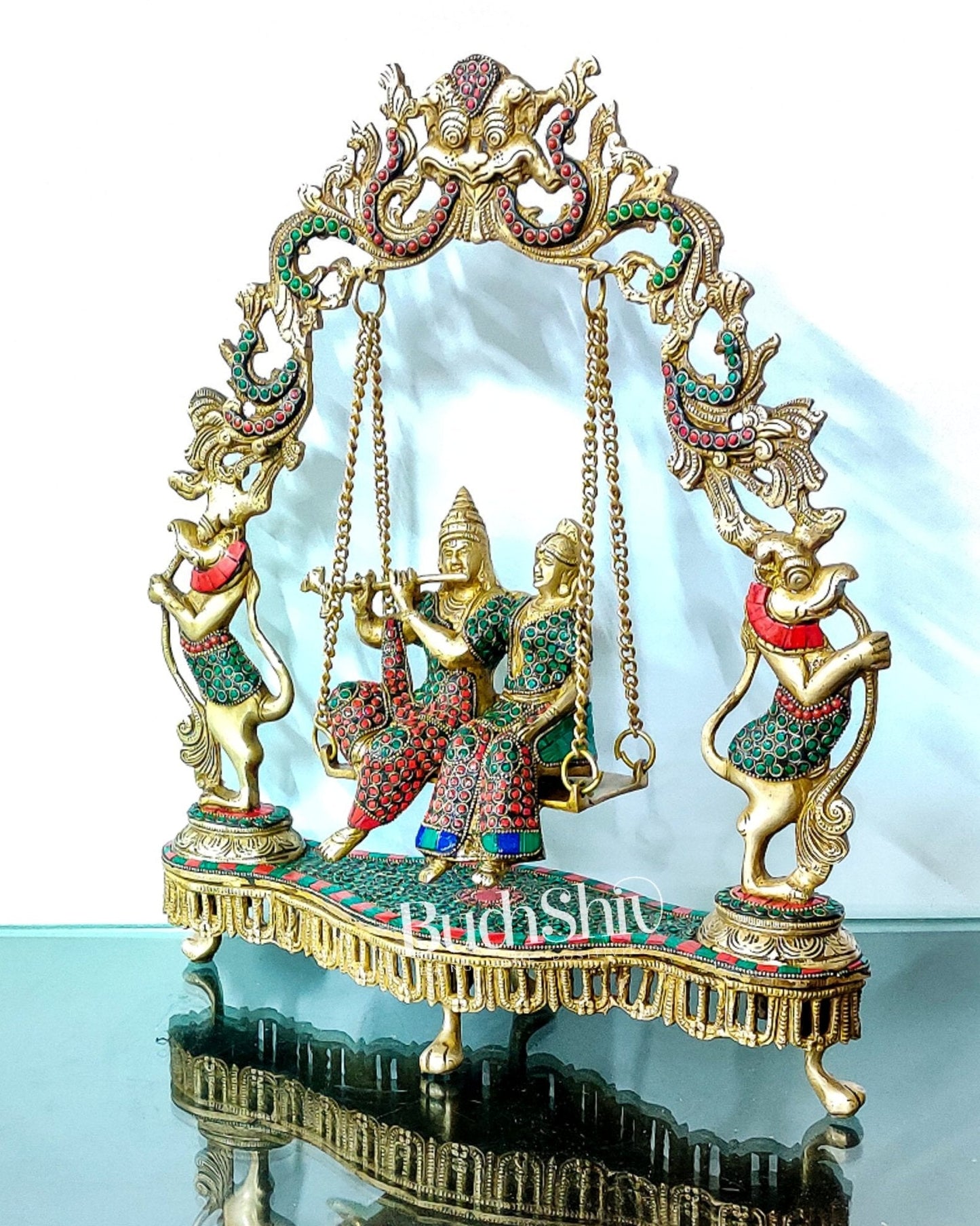 Handcrafted Brass Radha Krishna on Swing idol 18 inch