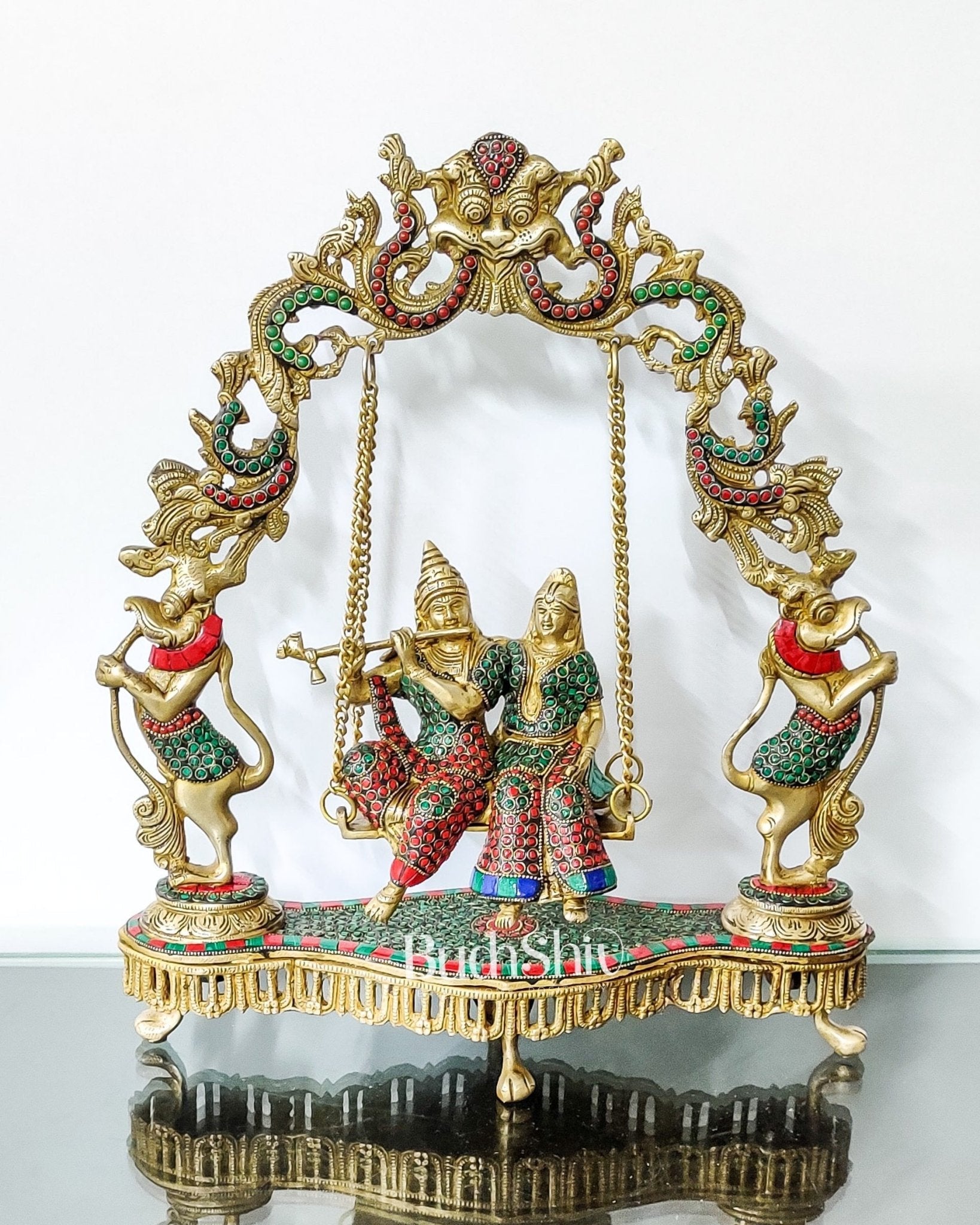 Handcrafted Brass Radha Krishna on Swing idol 18 inch
