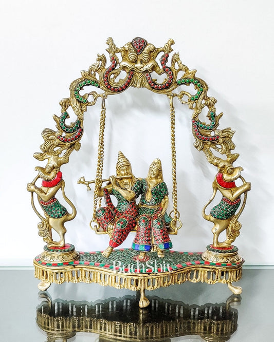 Handcrafted Brass Radha Krishna on Swing idol 18 inch