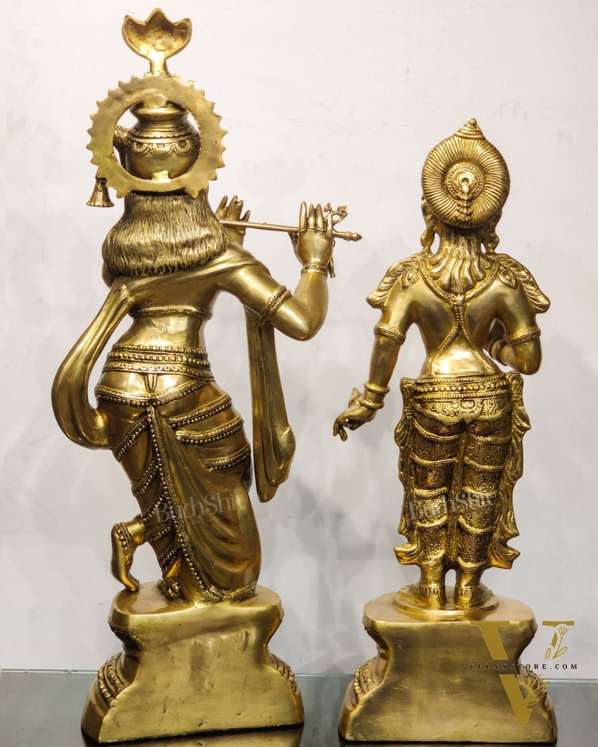 Handcrafted Brass Radha Krishna Statues - 36" Height, 40 kgs