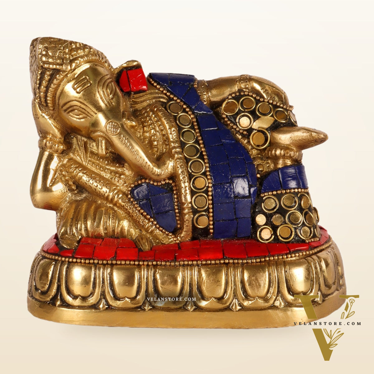Handcrafted Brass Resting Ganesha Statue - Perfect Gift and Collectible