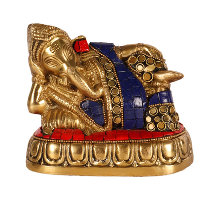 Handcrafted Brass Resting Ganesha Statue - Perfect Gift and Collectible
