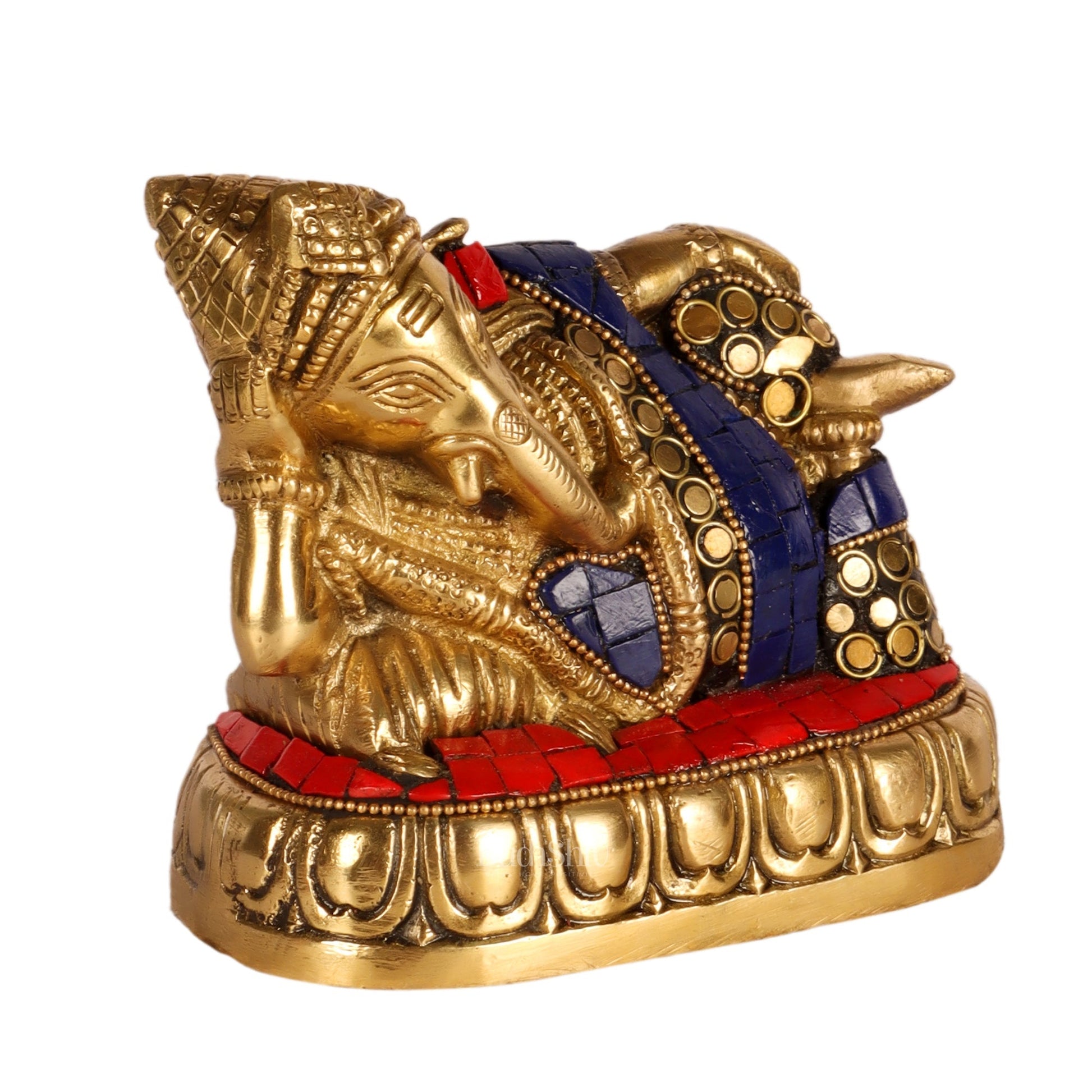 Handcrafted Brass Resting Ganesha Statue - Perfect Gift and Collectible