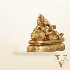 Handcrafted Brass Resting Ganesha Table Accent - 6 Inch