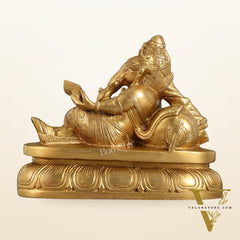 Handcrafted Brass Resting Ganesha Table Accent - 6 Inch