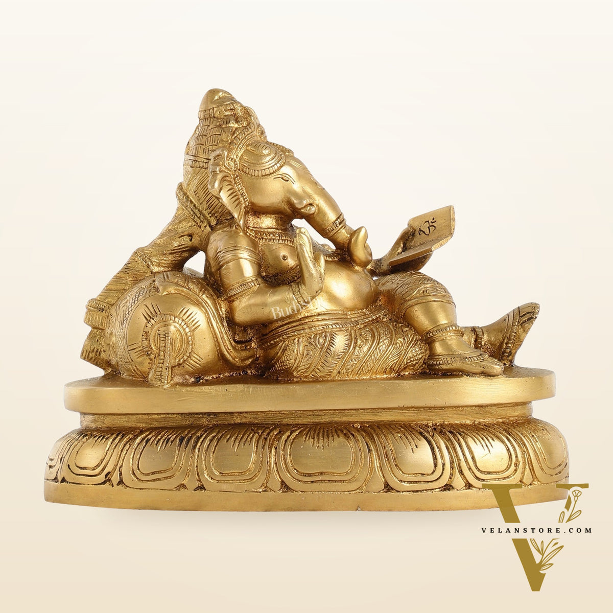 Handcrafted Brass Resting Ganesha Table Accent - 6 Inch