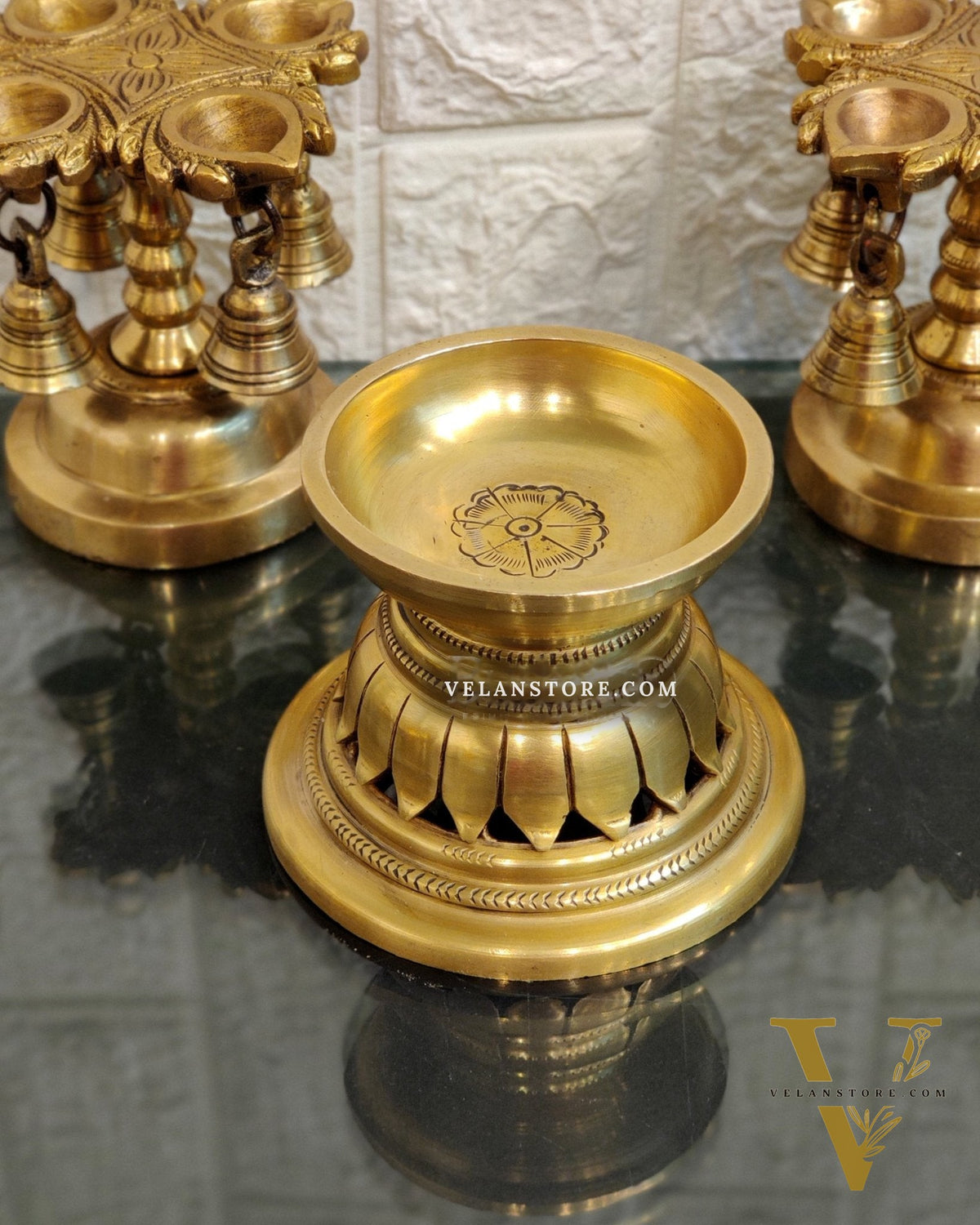 Handcrafted Brass Round Lotus Candle Holder | Exquisite and Elegant