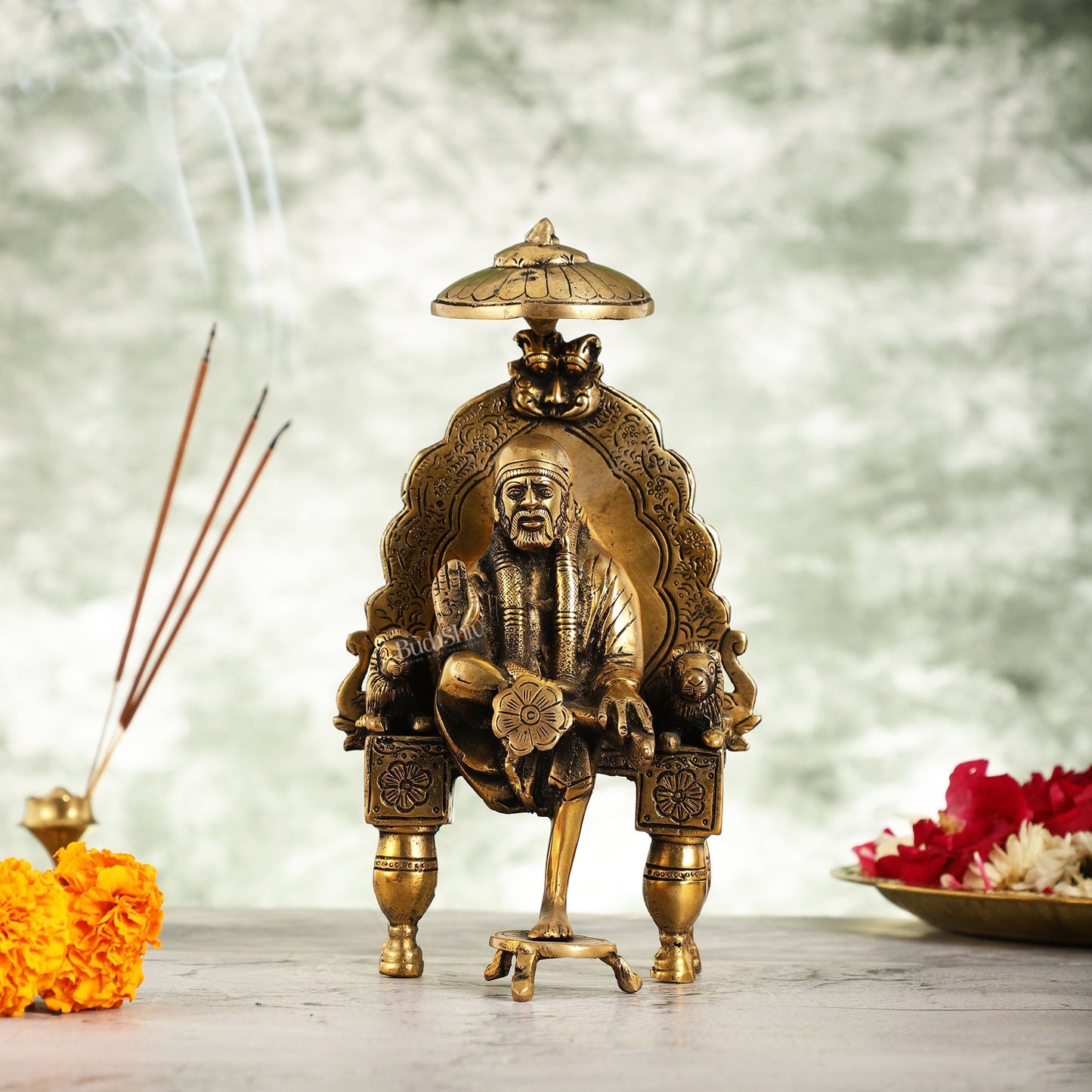 Handcrafted Brass Sai Baba Statue - 9 Inch