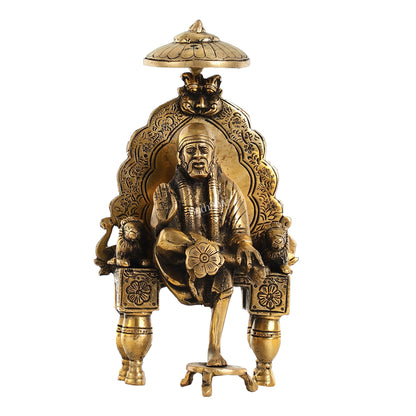 Handcrafted Brass Sai Baba Statue - 9 Inch