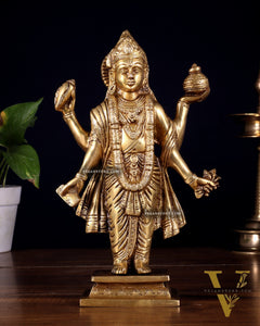Handcrafted Brass Statue of Lord Dhanvantari, the God of Ayurveda | 10"