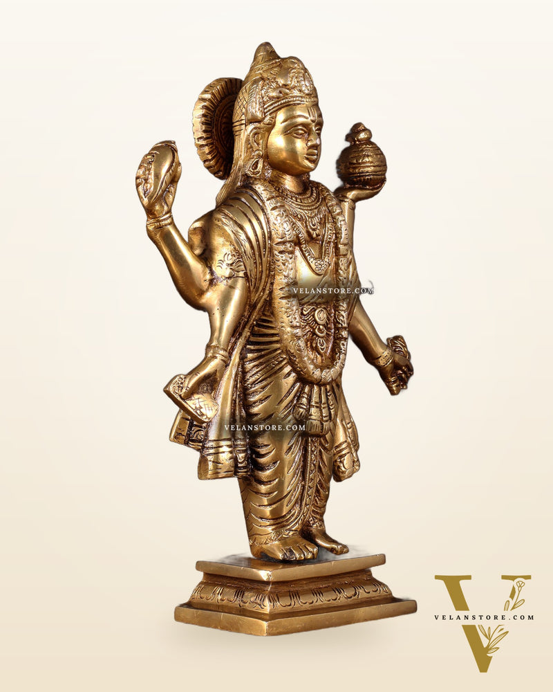 Handcrafted Brass Statue of Lord Dhanvantari, the God of Ayurveda | 10"