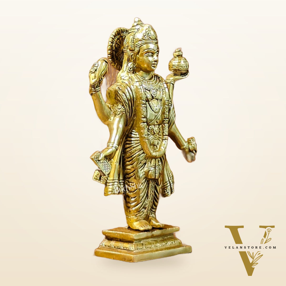 Handcrafted Brass Statue of Lord Dhanvantari, the God of Ayurveda | Fine Craftsmanship 10"