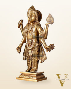 Handcrafted Brass Statue of Lord Dhanvantari, the God of Ayurveda | 10"