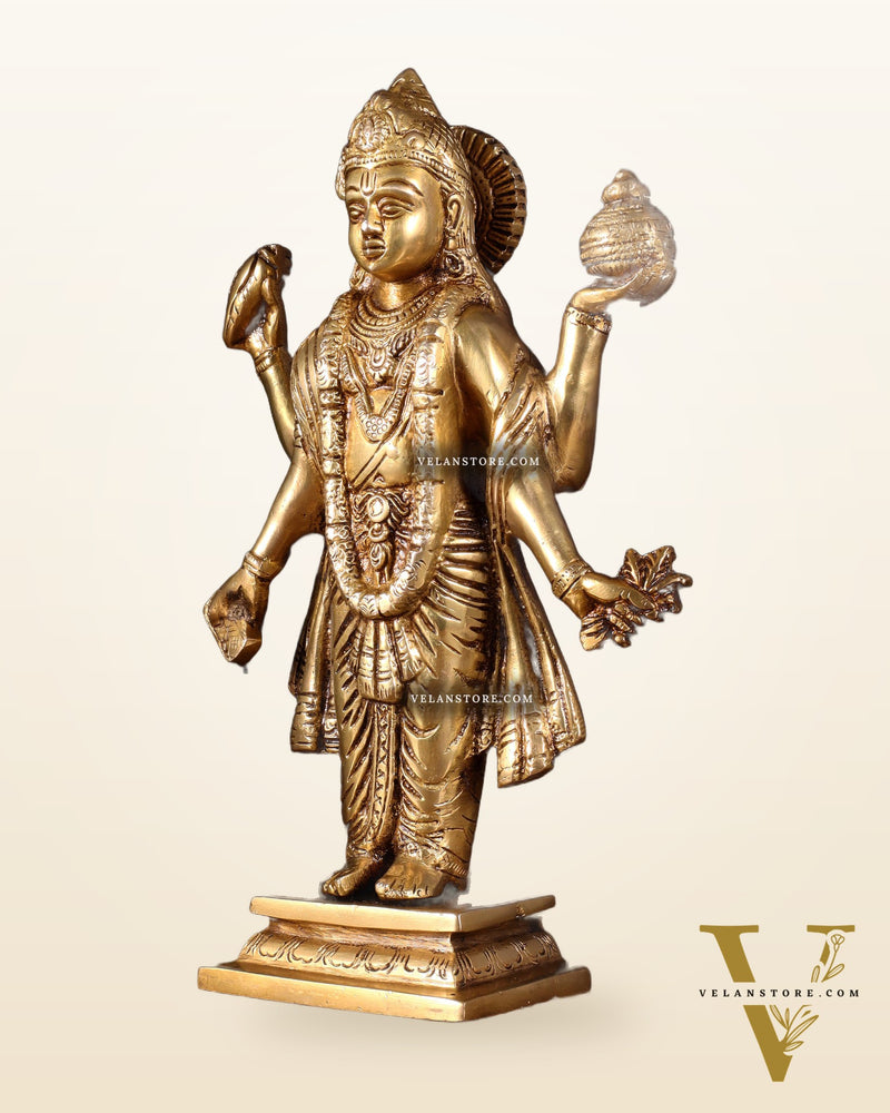 Handcrafted Brass Statue of Lord Dhanvantari, the God of Ayurveda | 10"