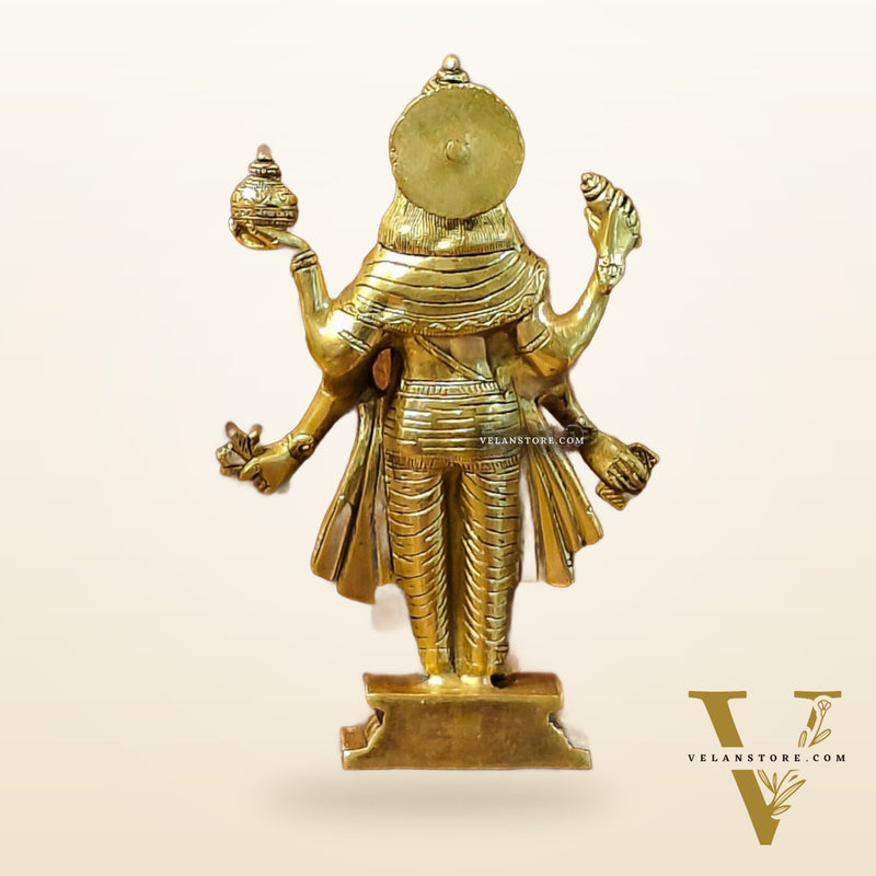 Handcrafted Brass Statue of Lord Dhanvantari, the God of Ayurveda | Fine Craftsmanship 10"