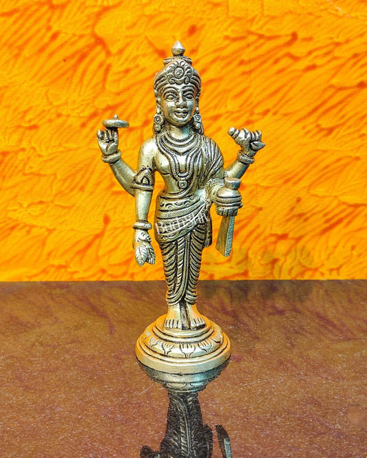 Handcrafted Brass Statue of Lord Dhanvantari, the God of Ayurveda | Fine Craftsmanship 6.5"