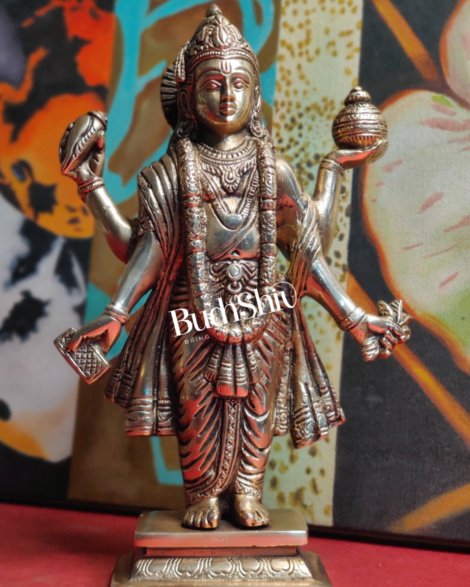 Handcrafted Brass Statue of Lord Dhanvantari, the God of Ayurveda | Fine Craftsmanship10"