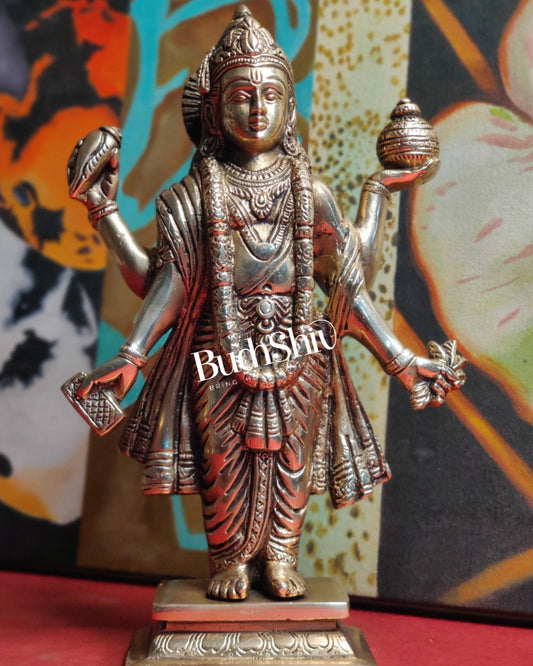 Handcrafted Brass Statue of Lord Dhanvantari, the God of Ayurveda | Fine Craftsmanship10"