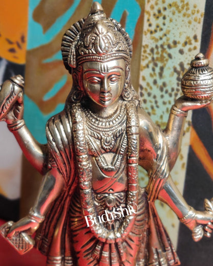 Handcrafted Brass Statue of Lord Dhanvantari, the God of Ayurveda | Fine Craftsmanship10"