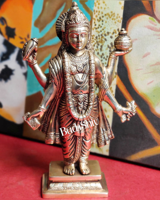 Handcrafted Brass Statue of Lord Dhanvantari, the God of Ayurveda | Fine Craftsmanship10"