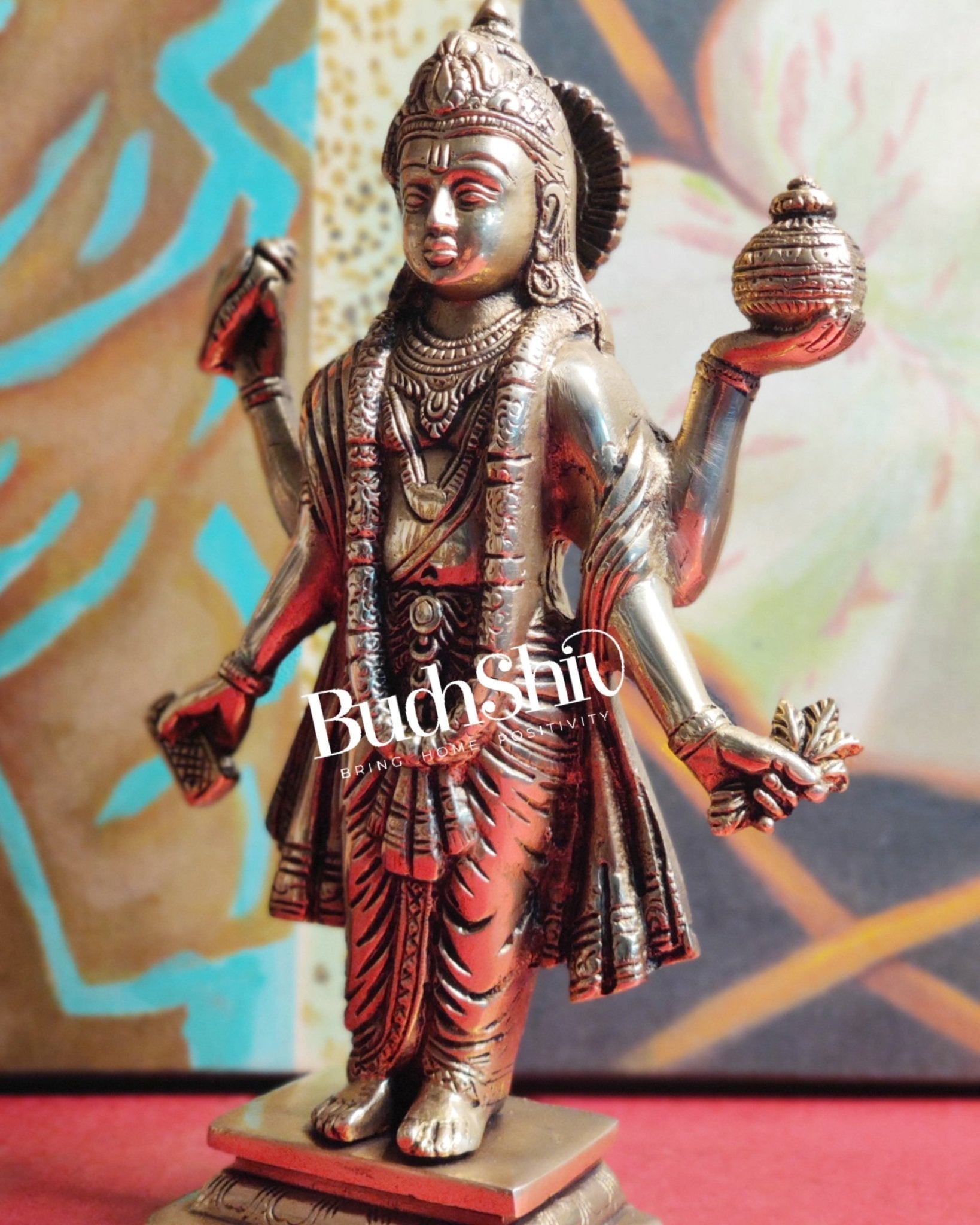 Handcrafted Brass Statue of Lord Dhanvantari, the God of Ayurveda | Fine Craftsmanship10"