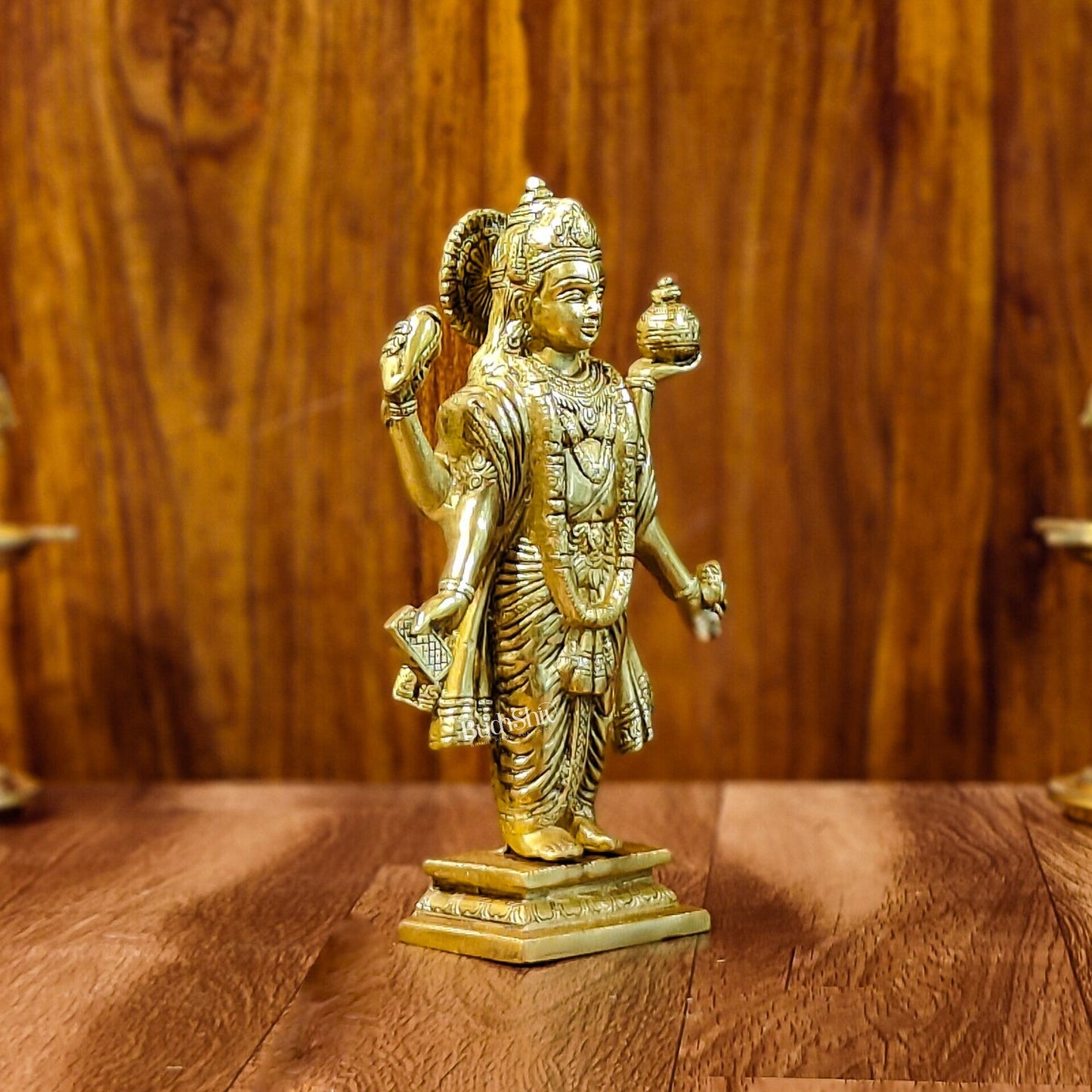 Handcrafted Brass Statue of Lord Dhanvantari, the God of Ayurveda | Fine Craftsmanship 10"