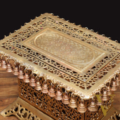 Handcrafted Brass Strong Stool/Chowki with Bells 15x21"