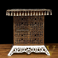 Handcrafted Brass Strong Stool/Chowki with Bells 21x21"