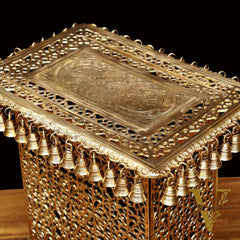 Handcrafted Brass Strong Stool/Chowki with Bells 21x21"