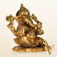 Handcrafted Brass Superfine Ganesha Statue 5"