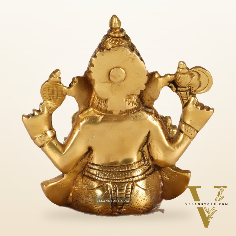 Handcrafted Brass Superfine Ganesha Statue 5"