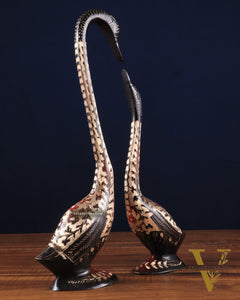 Handcrafted Brass Swan Pair – Elegant Chiseled Design | Home & Office Décor