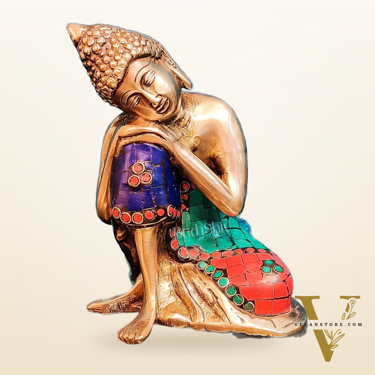 Handcrafted Brass Thinking Buddha Statue | 6" Tall